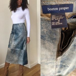 VTG Boston Proper Leather  distressed Long Skirt